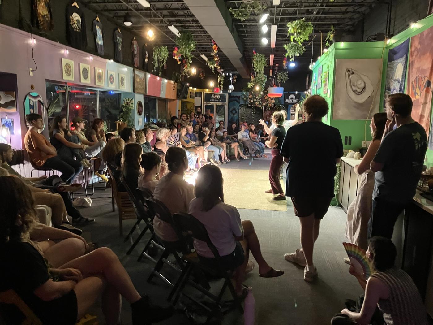 Folding chairs full for a Critter Fight show
